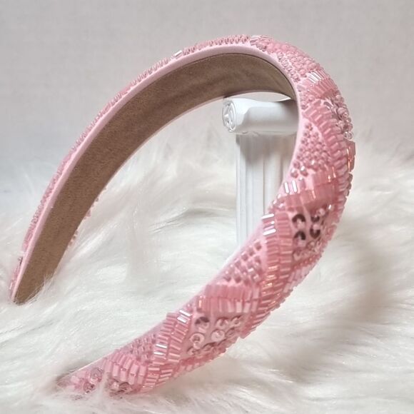 DIAMOND PATTERN PINK JEWELED rhinestone sequin headband main image 5